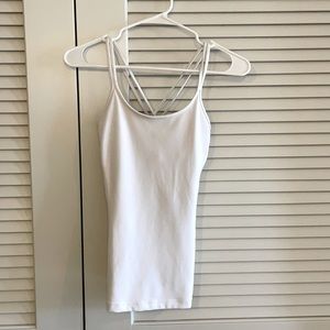 White Lululemon tank with sports bra